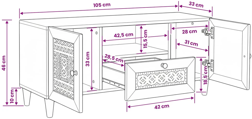 TV vienetai Šviesiai rudas 105 x 33 x 46 cm Apdirbta mediena