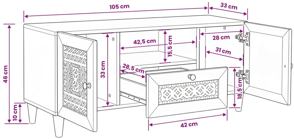 TV vienetai Šviesiai rudas 105 x 33 x 46 cm Apdirbta mediena