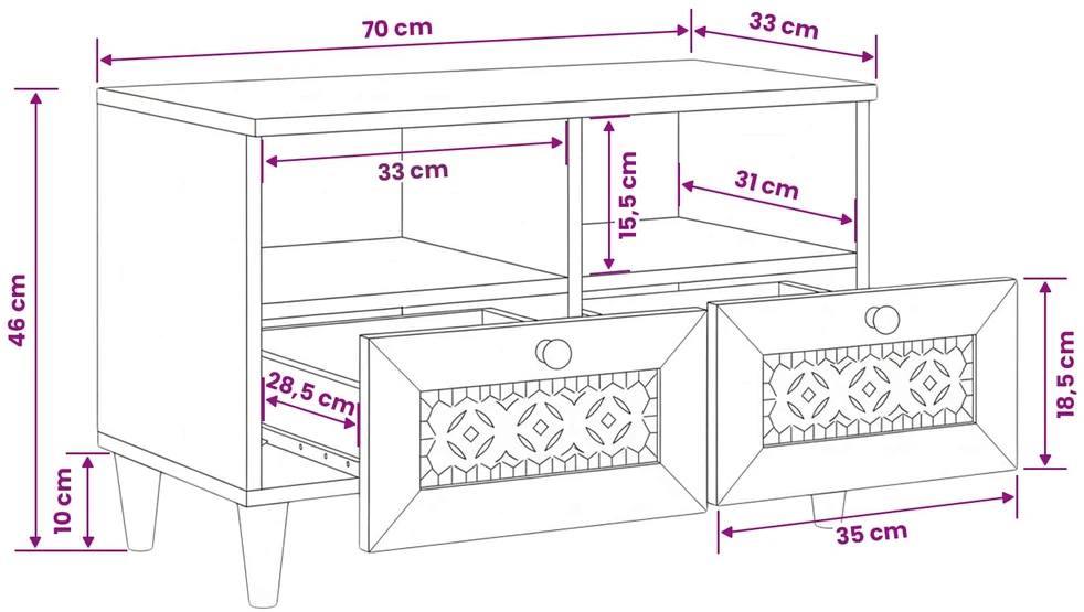 TV vienetai Šviesiai rudas 70 x 33 x 46 cm Apdirbta mediena