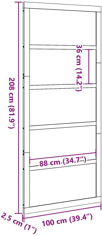 Tvarto durys 100 x 2,5 x 208 cm Pušies medienos masyvas