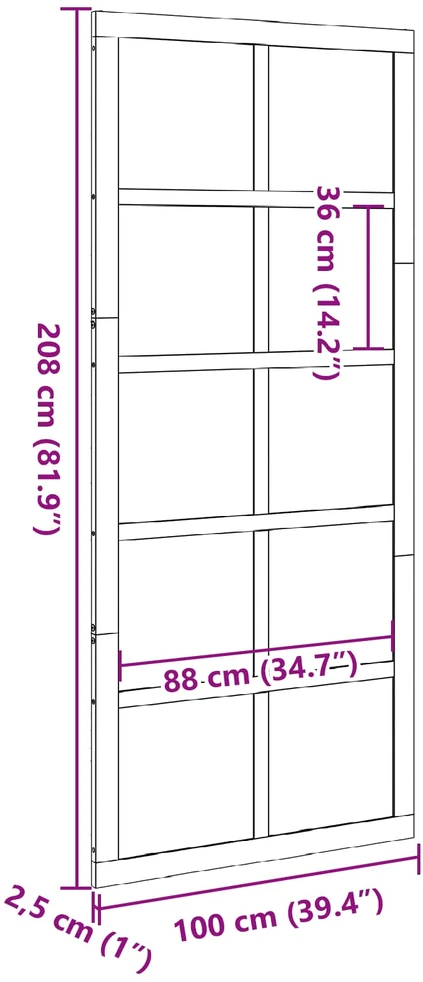 Tvarto durys 100 x 2,5 x 208 cm Pušies medienos masyvas