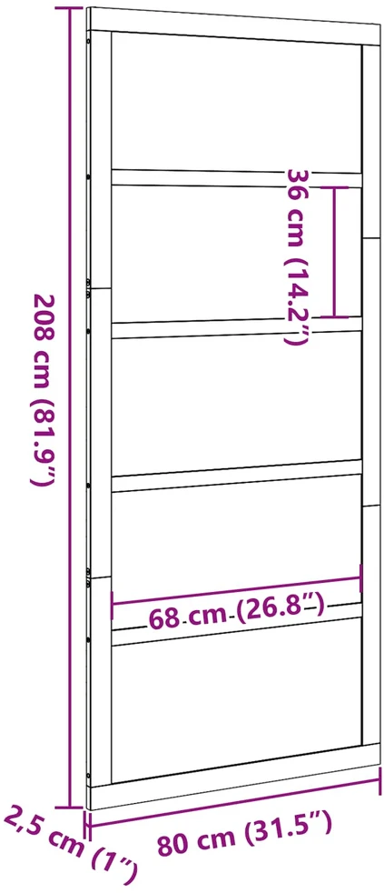 Tvarto durys 80 x 2,5 x 208 cm Pušies medienos masyvas