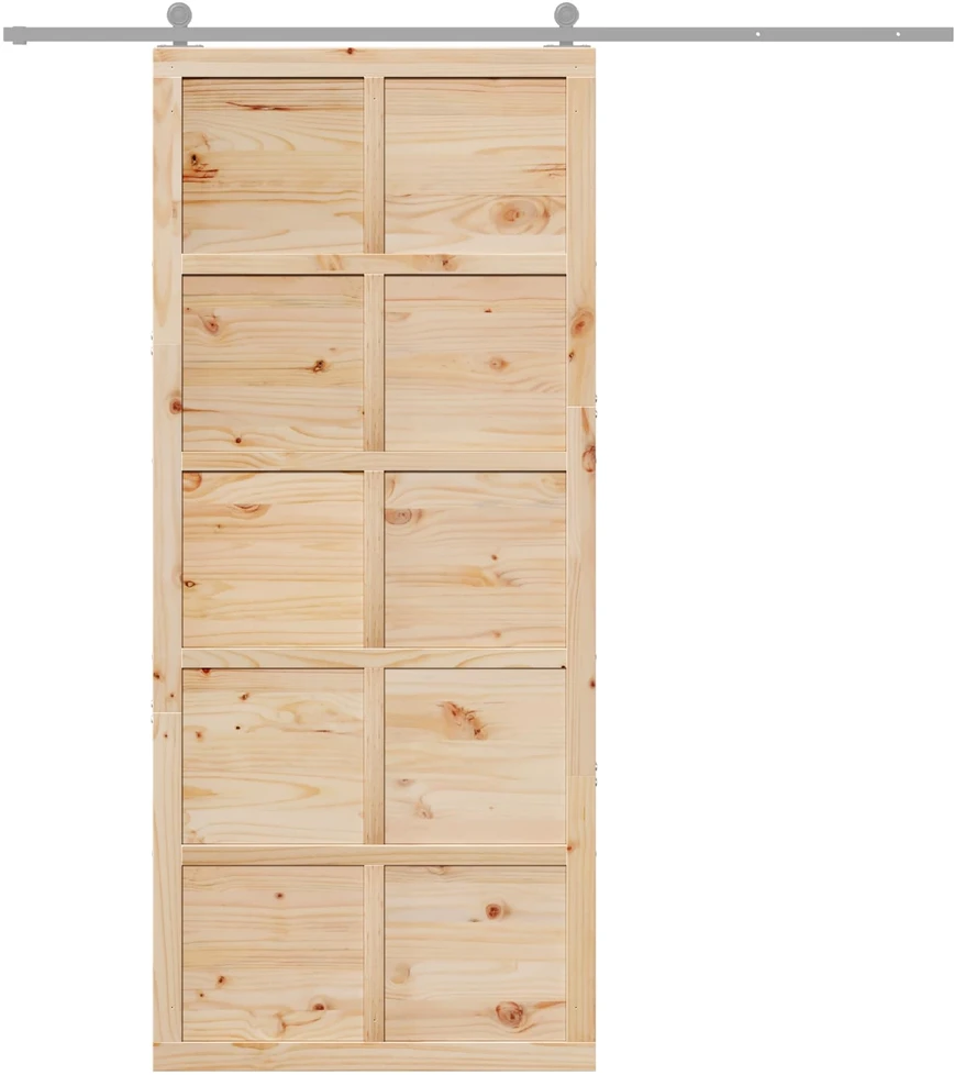 Tvarto durys 90 x 2,5 x 208 cm Pušies medienos masyvas Natūrali