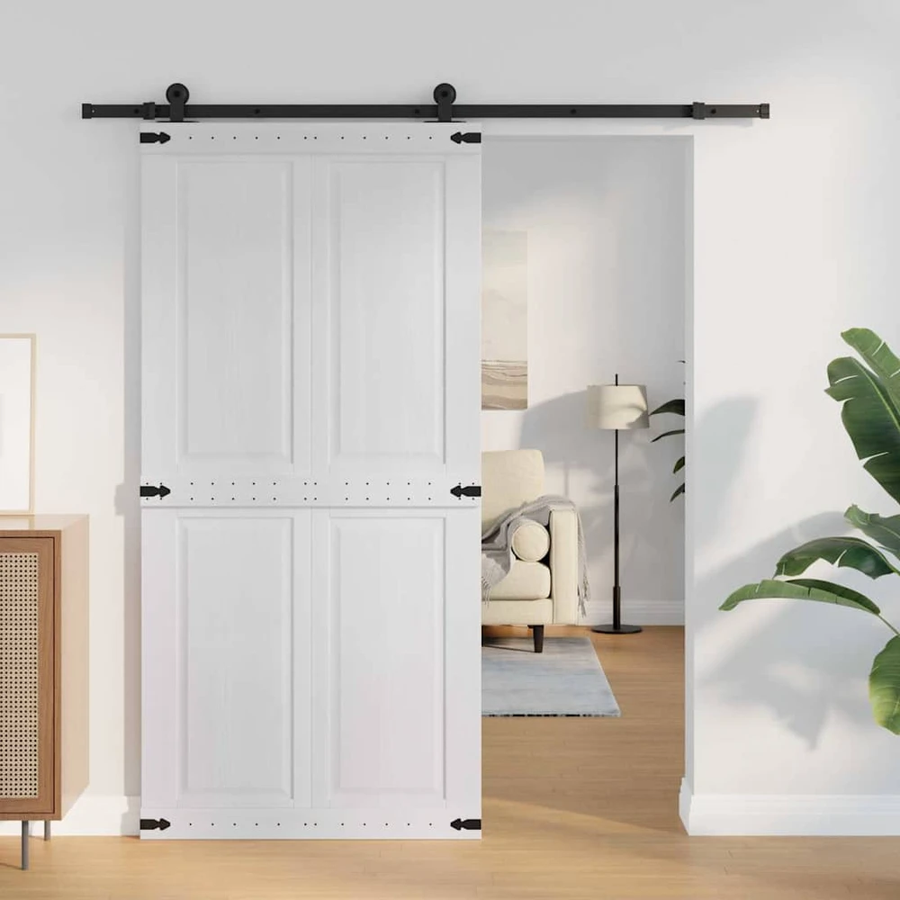 Tvarto durys CORONA 100 x 210 cm Pušies medienos masyvas Balta