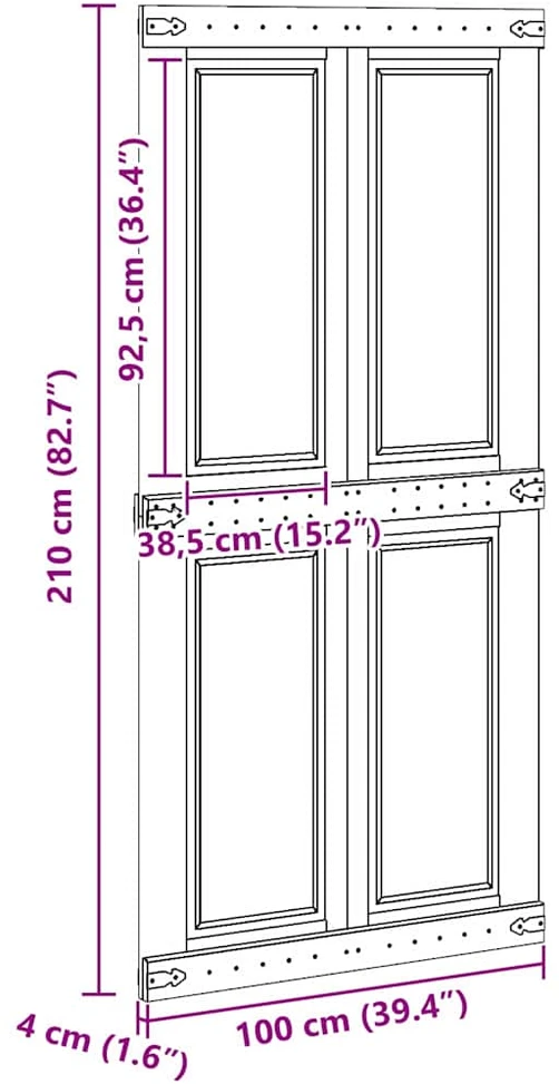 Tvarto durys CORONA 100 x 210 cm Pušies medienos masyvas Balta