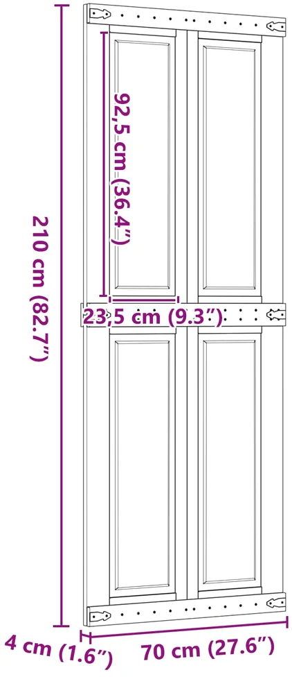 Tvarto durys CORONA 70 x 210 cm Pušies medienos masyvas