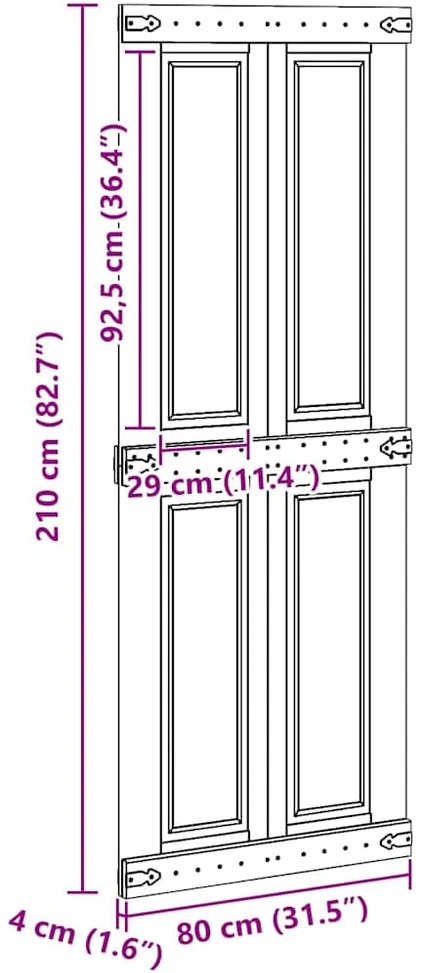 Tvarto durys CORONA 80 x 210 cm Pušies medienos masyvas Balta