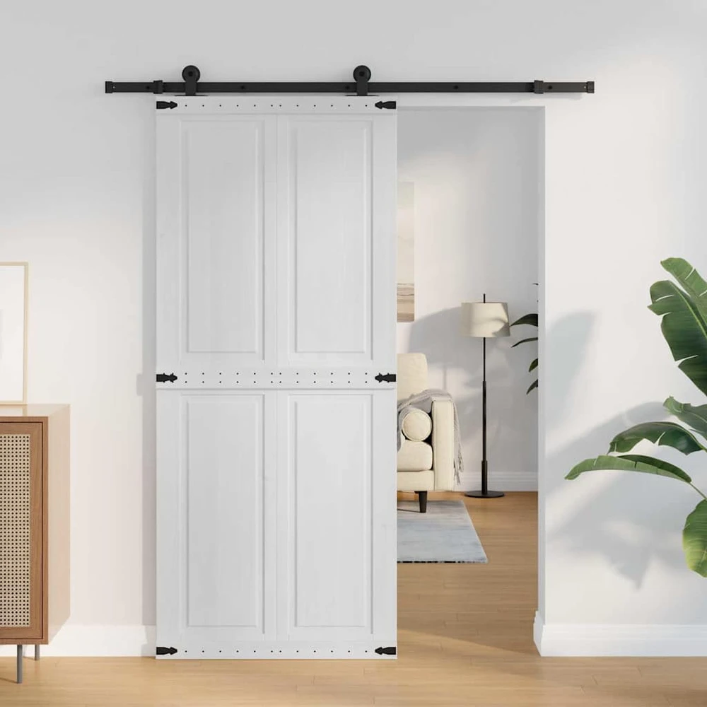 Tvarto durys CORONA 90 x 210 cm Pušies medienos masyvas Balta