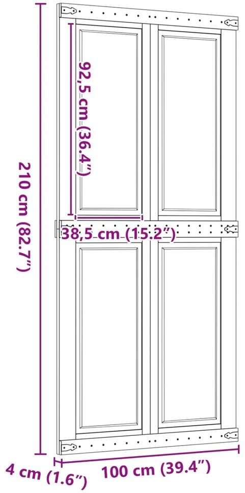 Tvarto durys CORONA 100 x 210 cm Pušies medienos masyvas
