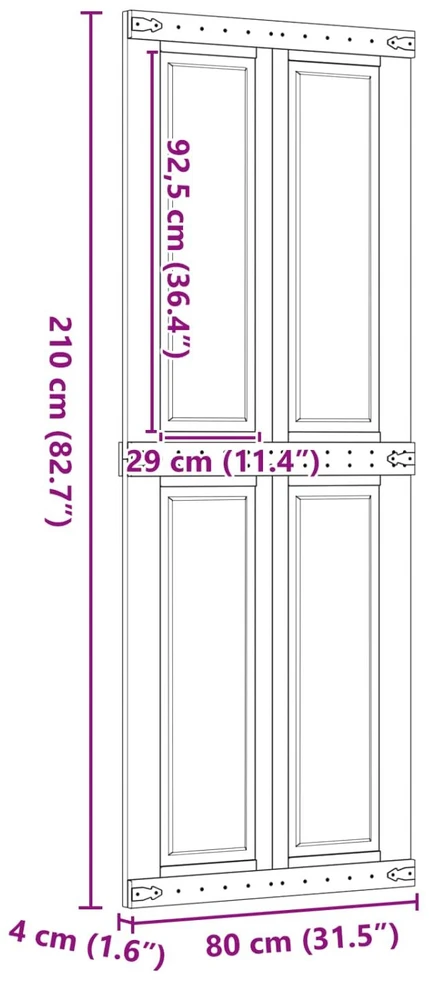 Tvarto durys CORONA 80 x 210 cm Pušies medienos masyvas