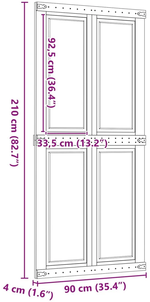 Tvarto durys CORONA 90 x 210 cm Pušies medienos masyvas