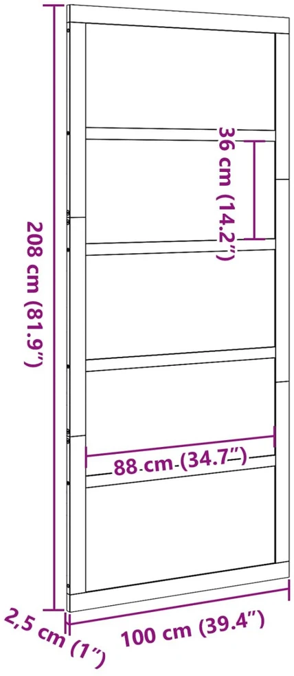 Tvarto durys 100 x 2,5 x 208 cm Pušies medienos masyvas