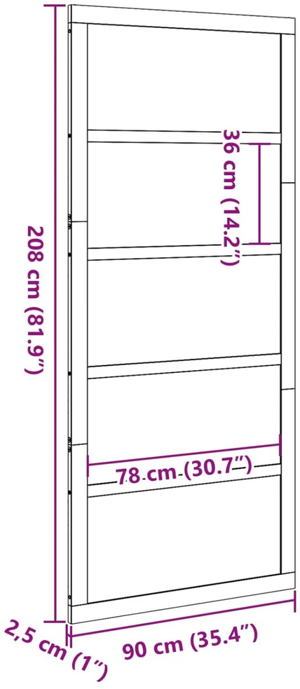 Tvarto durys 80 x 2,5 x 208 cm Pušies medienos masyvas Natūrali