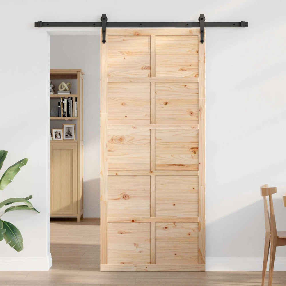 Tvarto durys 80 x 2,5 x 208 cm Pušies medienos masyvas Natūrali