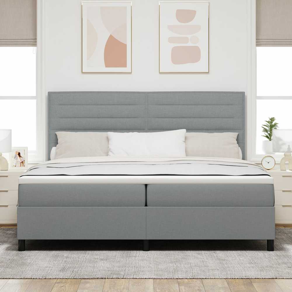 Kiemas lova su čiužiniu Šviesiai pilka 200 x 200 cm audinys