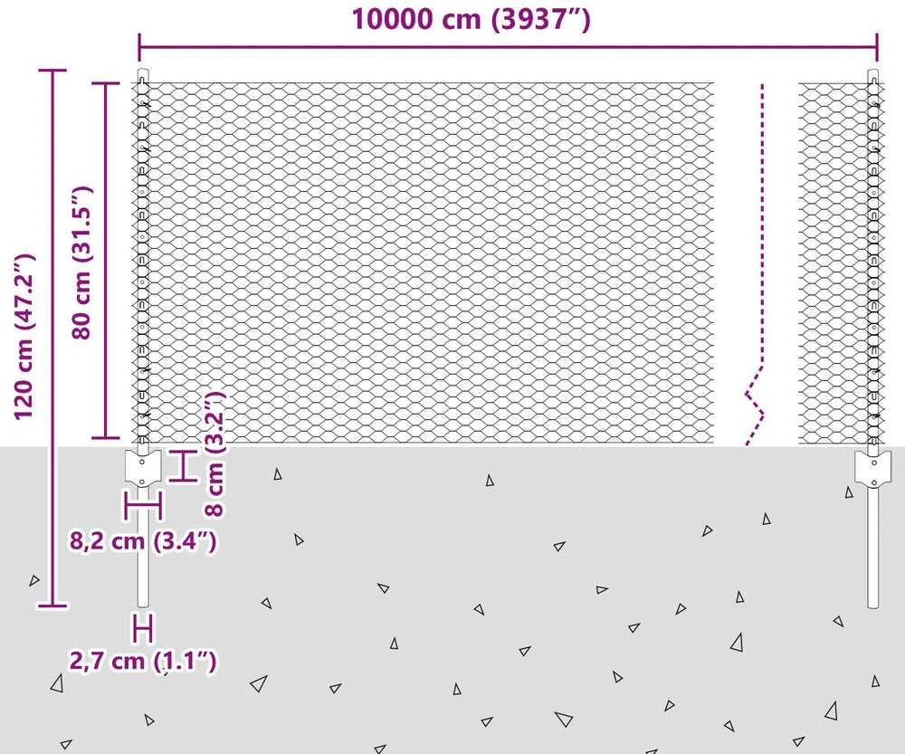 Hexagonal Fence with Post 100 x 0,8 m Galvanizuotas plienas