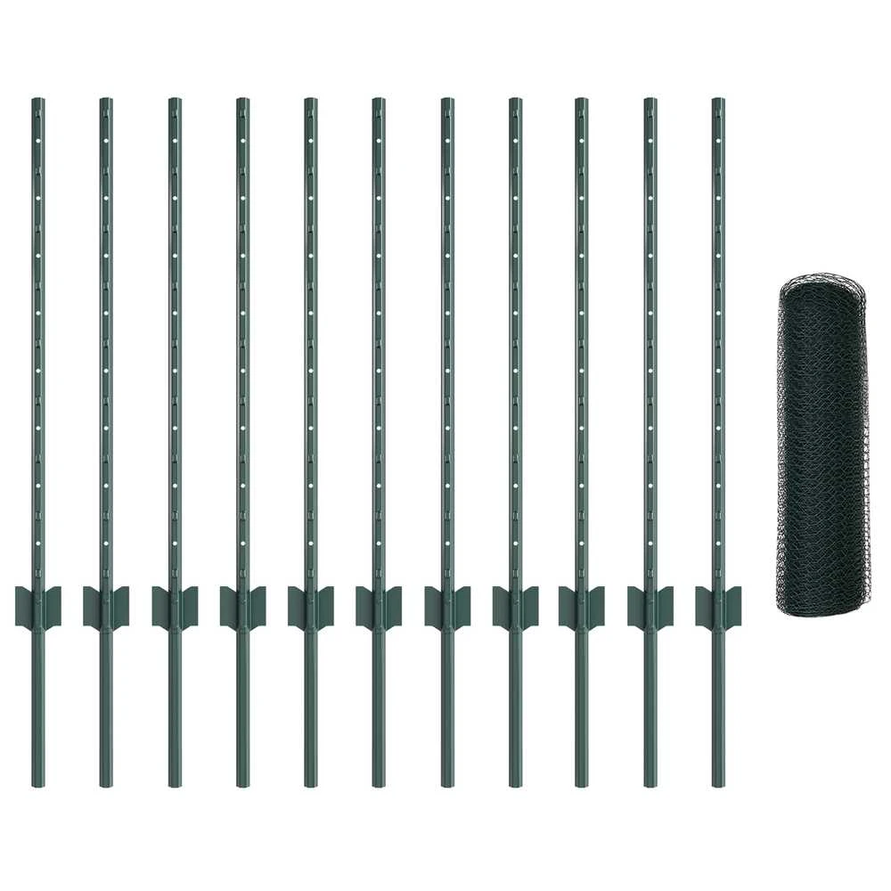 Hexagonal Fence with Post 25 x 0,8 m PVC dengtas plienas Žalia