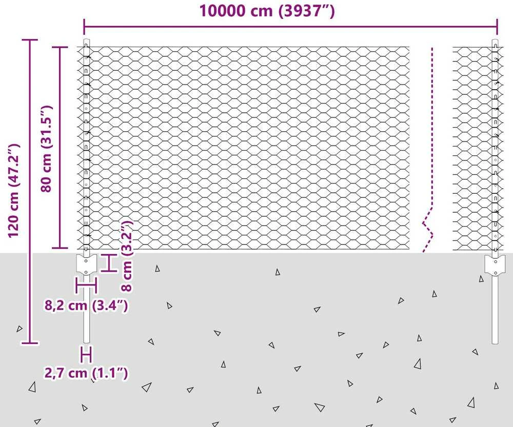Hexagonal Fence with Post 100 x 0,8 m Galvanizuotas plienas