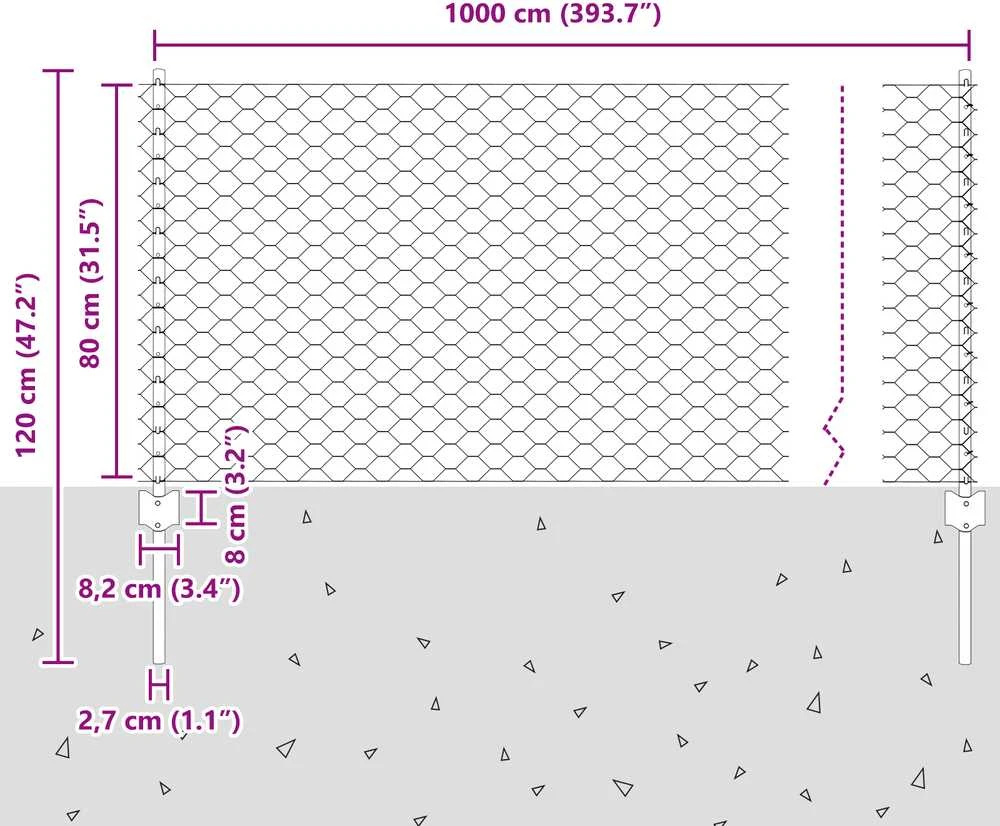 Hexagonal Fence with Post 10 x 0,8 m PVC dengtas plienas Žalia