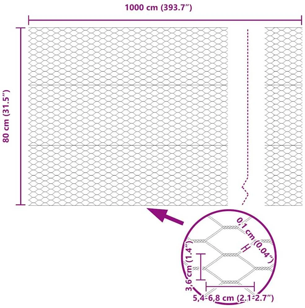 Hexagonal Fence with Post 10 x 0,8 m PVC dengtas plienas Pilka