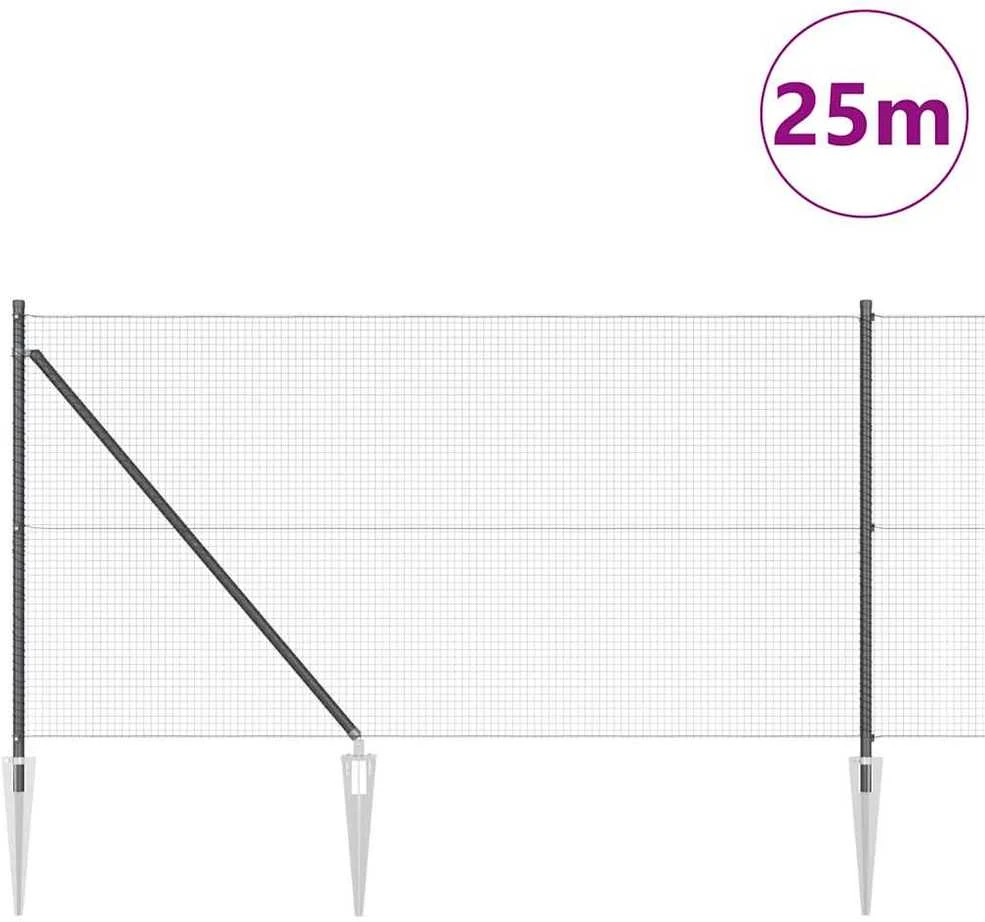 Suvirintas vielinis tvoras su smailiais galais 25 x 1 m Pilka