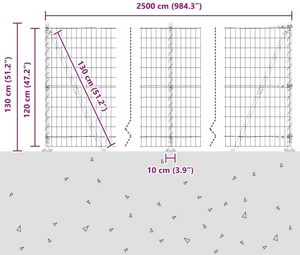 Eurų tvora su betono baze 25 x 1,2 m PVC dengtas plienas Pilka