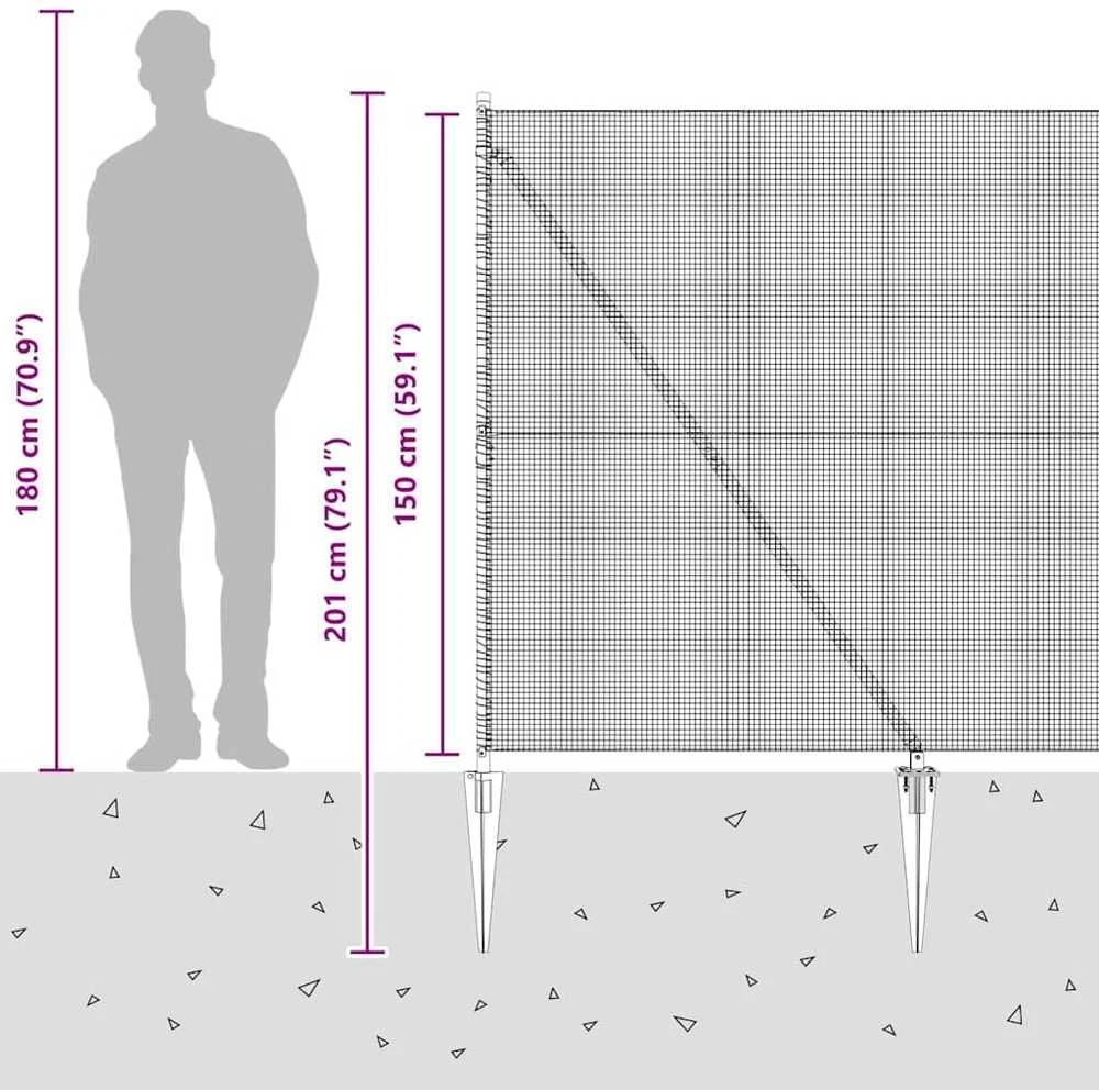 Suvirintas vielinis tvoras su smailiais galais 12 x 1,5 m Pilka