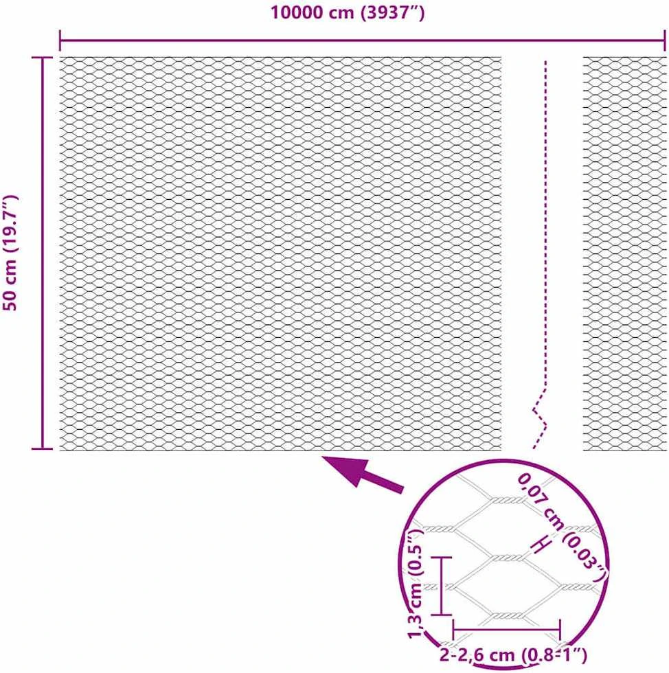 Hexagonal Fence with Post 100 x 0,5 m PVC dengtas plienas Pilka