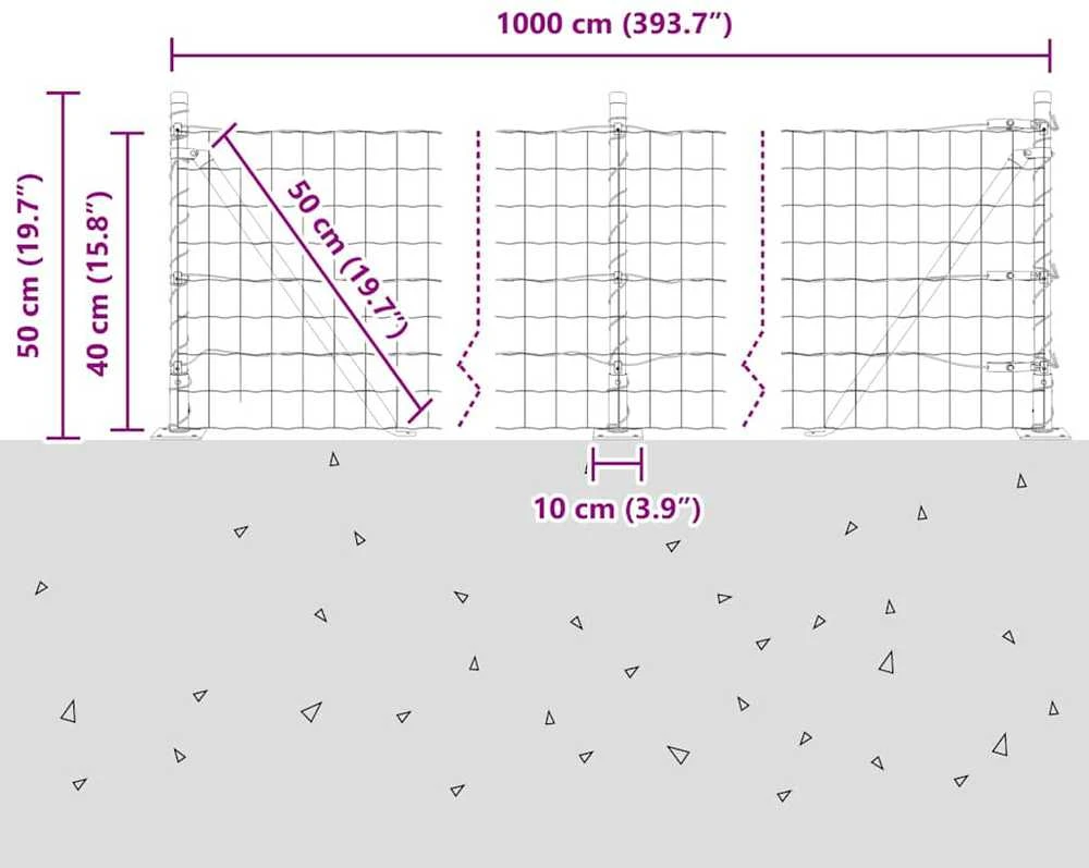 Lauko Euro tvoros su betono pagrindu 10 x 0,4 m Sidabrinė
