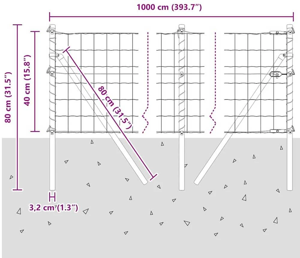 Euro tvoros žemės tvirtinimas 10 x 0,4 m PVC dengtas plienas