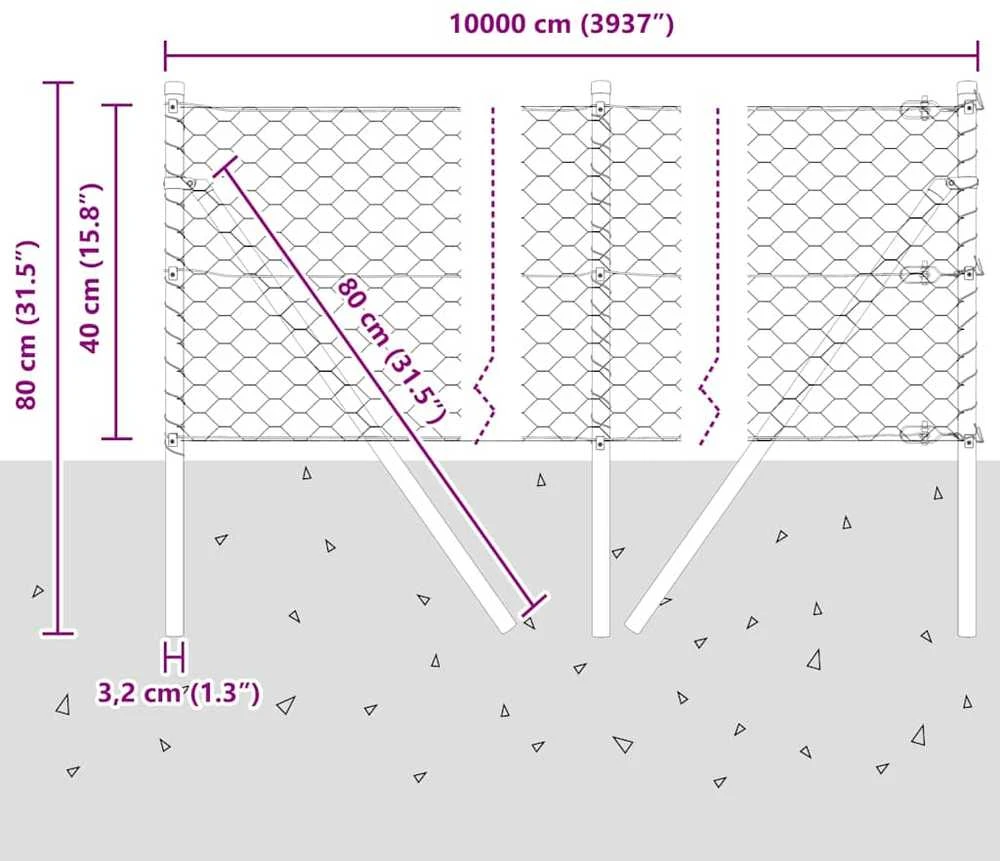 Heksagonalinė tvoros tvirtinimo sistema 100 x 0,4 m Žalia