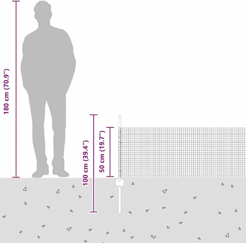 Suvirintas vielos tvora su stulpeliais 50 x 0,5 m Žalia