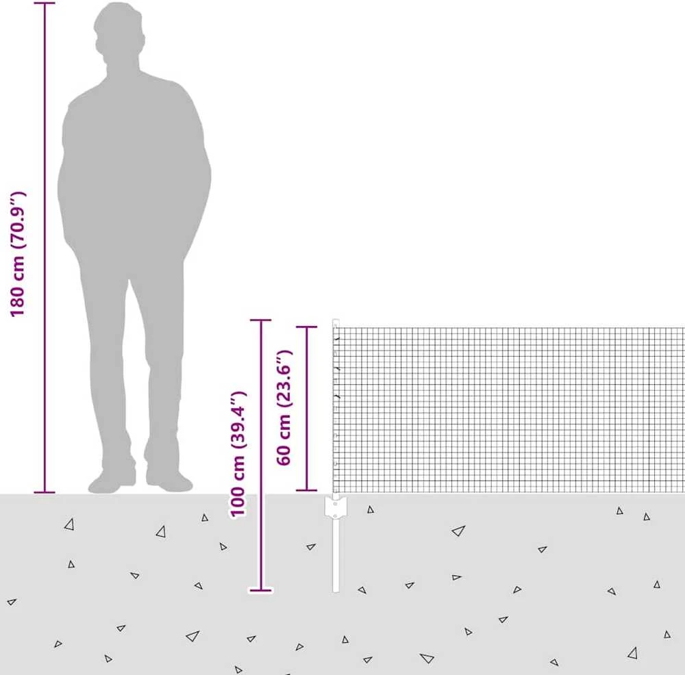 Suvirintas vielos tvora su stulpeliais 0,6 x 25 m Žalia