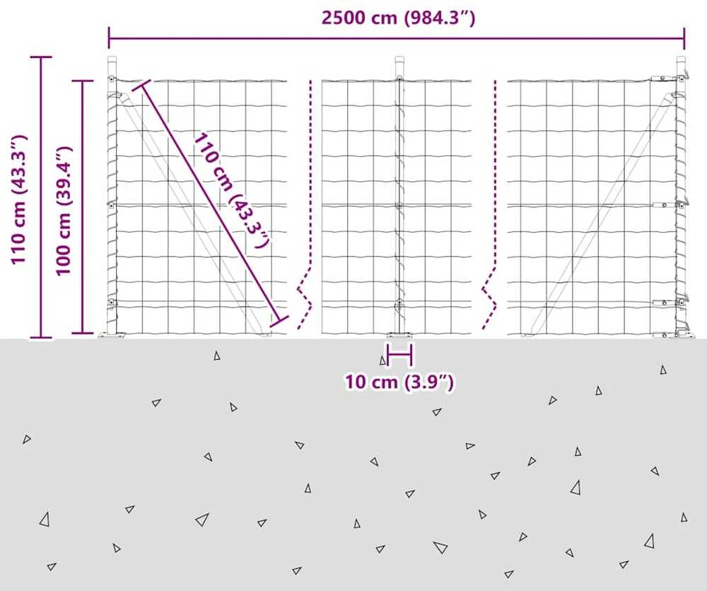 Eurų tvora su betono baze 25 x 1 m PVC dengtas plienas Žalia