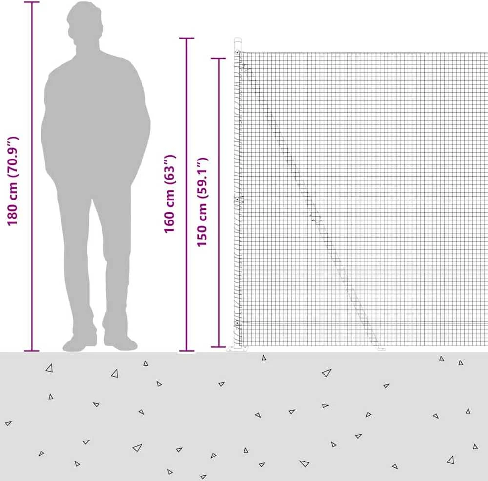 Suvirinta vielos tvora su betono baze 10 x 1,5 m Žalia