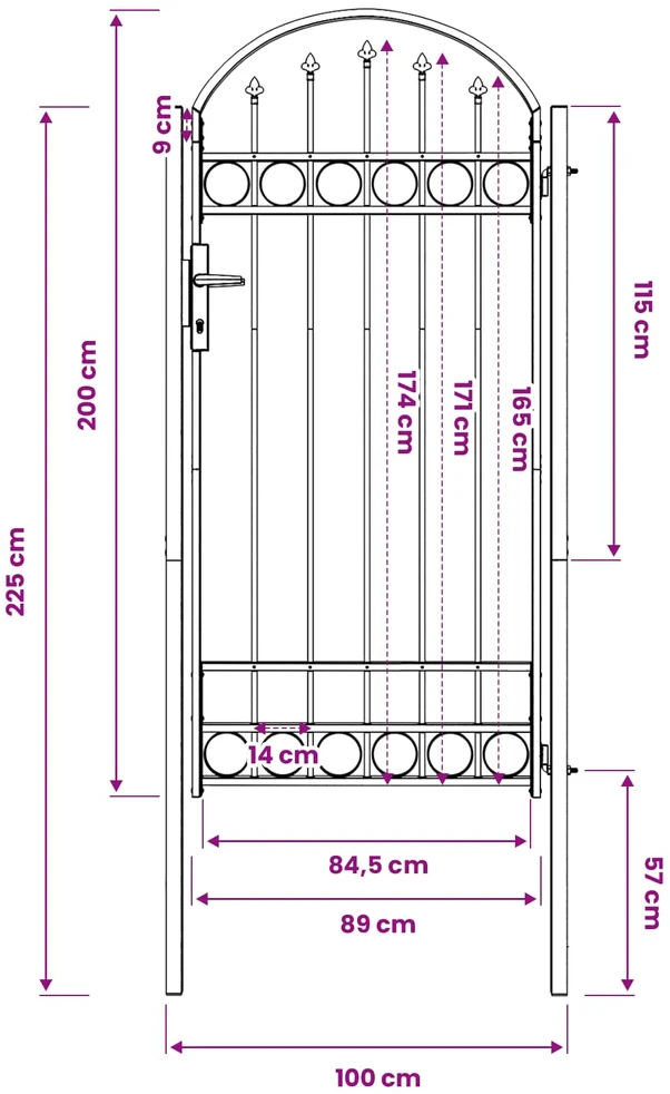 Tvora vartai ASSEN 100 x 195 cm Pilka Užrakintas