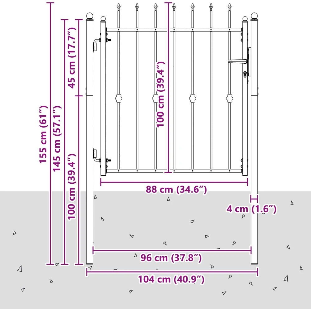 Tvora vartai ASTEN 100 x 100 cm Metalas Juoda Užrakintas