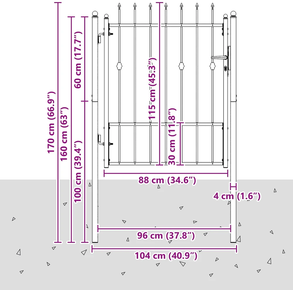 Tvora vartai ASTEN 100 x 125 cm Metalas Juoda Užrakintas