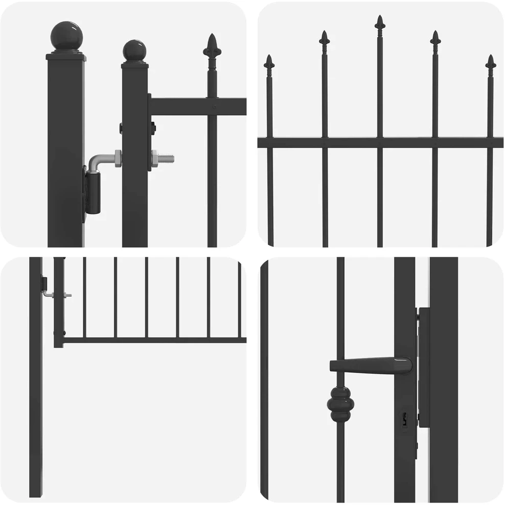 Tvora vartai ASTEN 100 x 125 cm Užrakintas Metalas Juoda