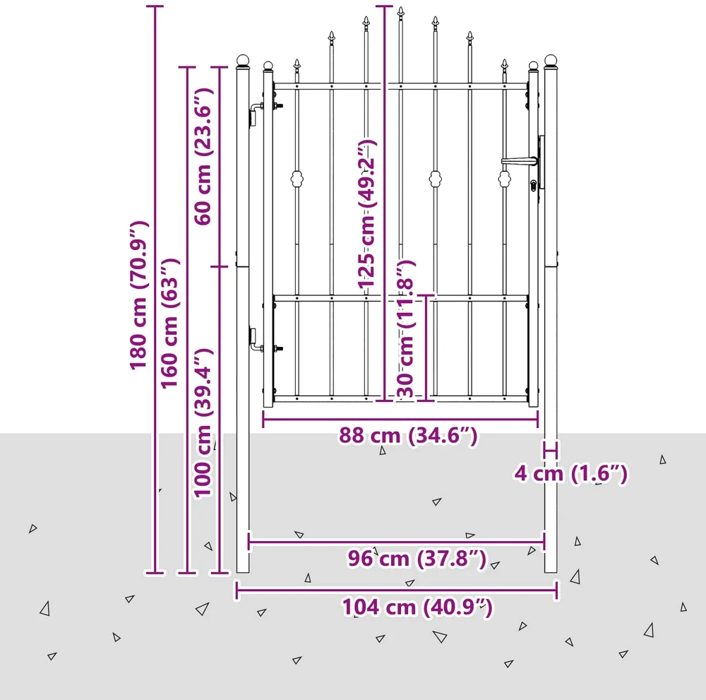 Tvora vartai ASTEN 100 x 125 cm Užrakintas Metalas Juoda