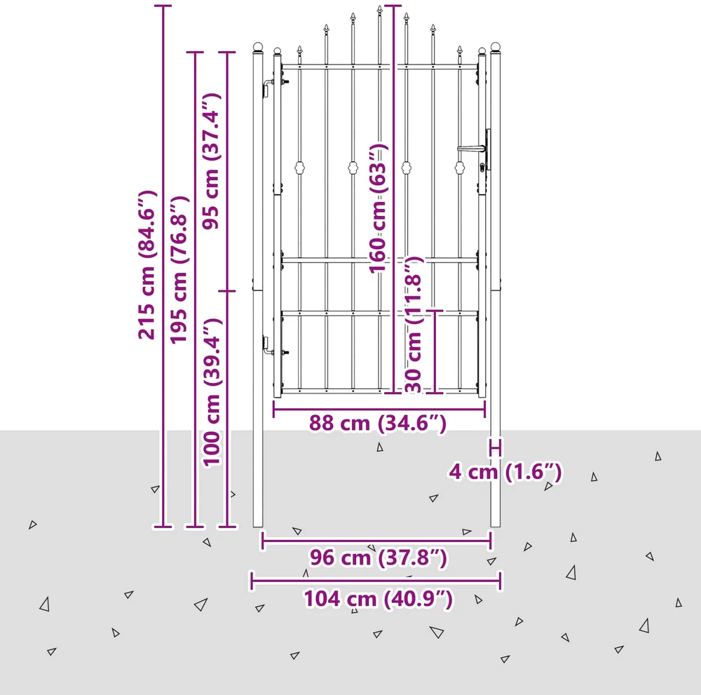 Tvora vartai ASTEN 100 x 150 cm Metalas Juoda Užrakintas