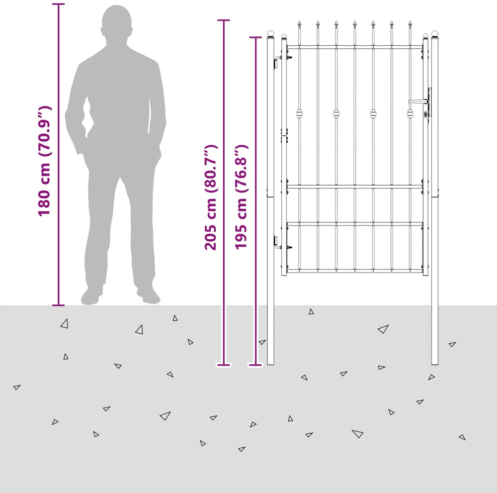 Tvora vartai ASTEN 100 x 150 cm Metalas Juoda Užrakintas
