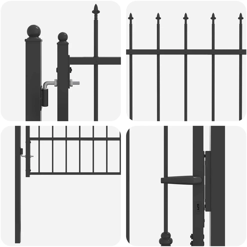 Tvora vartai ASTEN 100 x 175 cm Metalas Juoda Užrakintas
