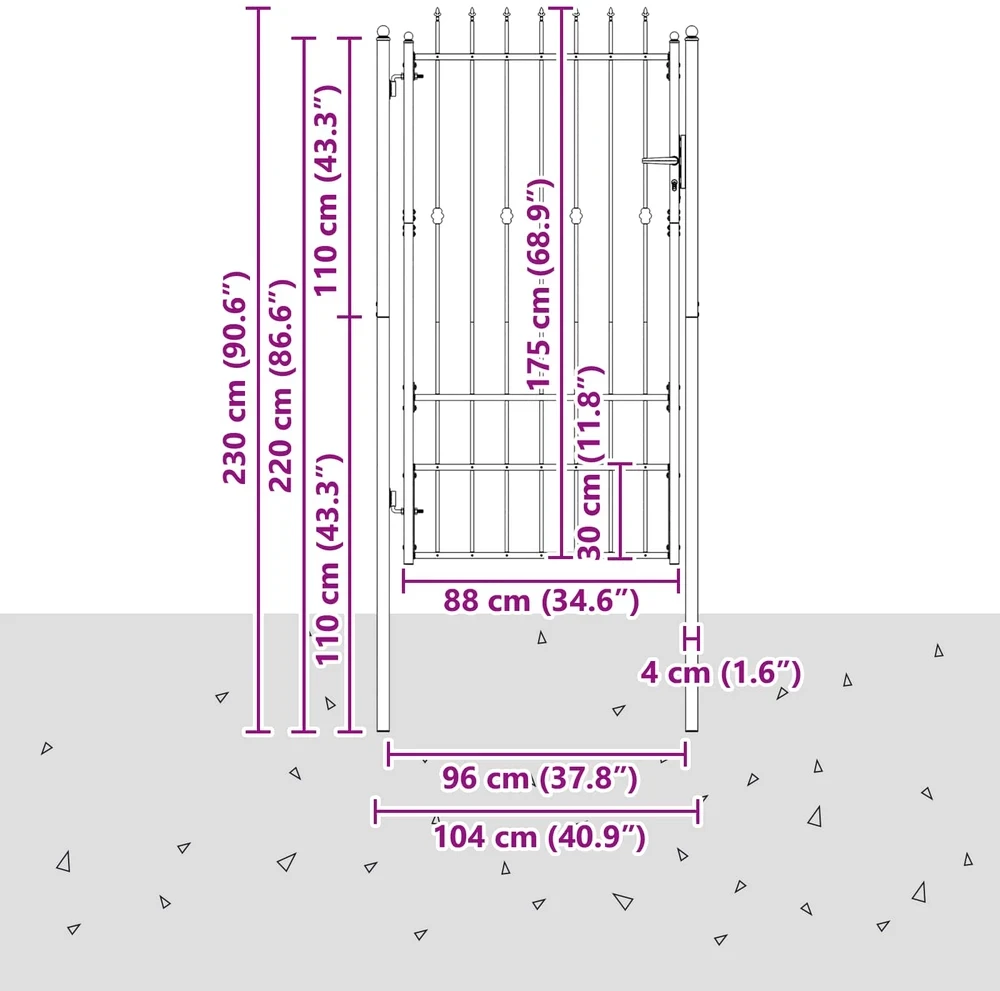 Tvora vartai ASTEN 100 x 175 cm Metalas Juoda Užrakintas