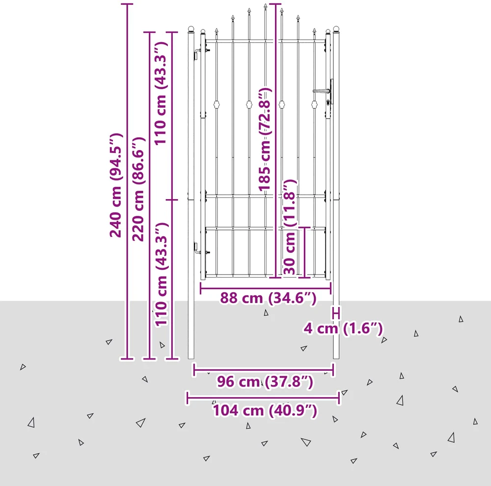 Tvora vartai ASTEN 100 x 175 cm Metalas Juoda Užrakintas