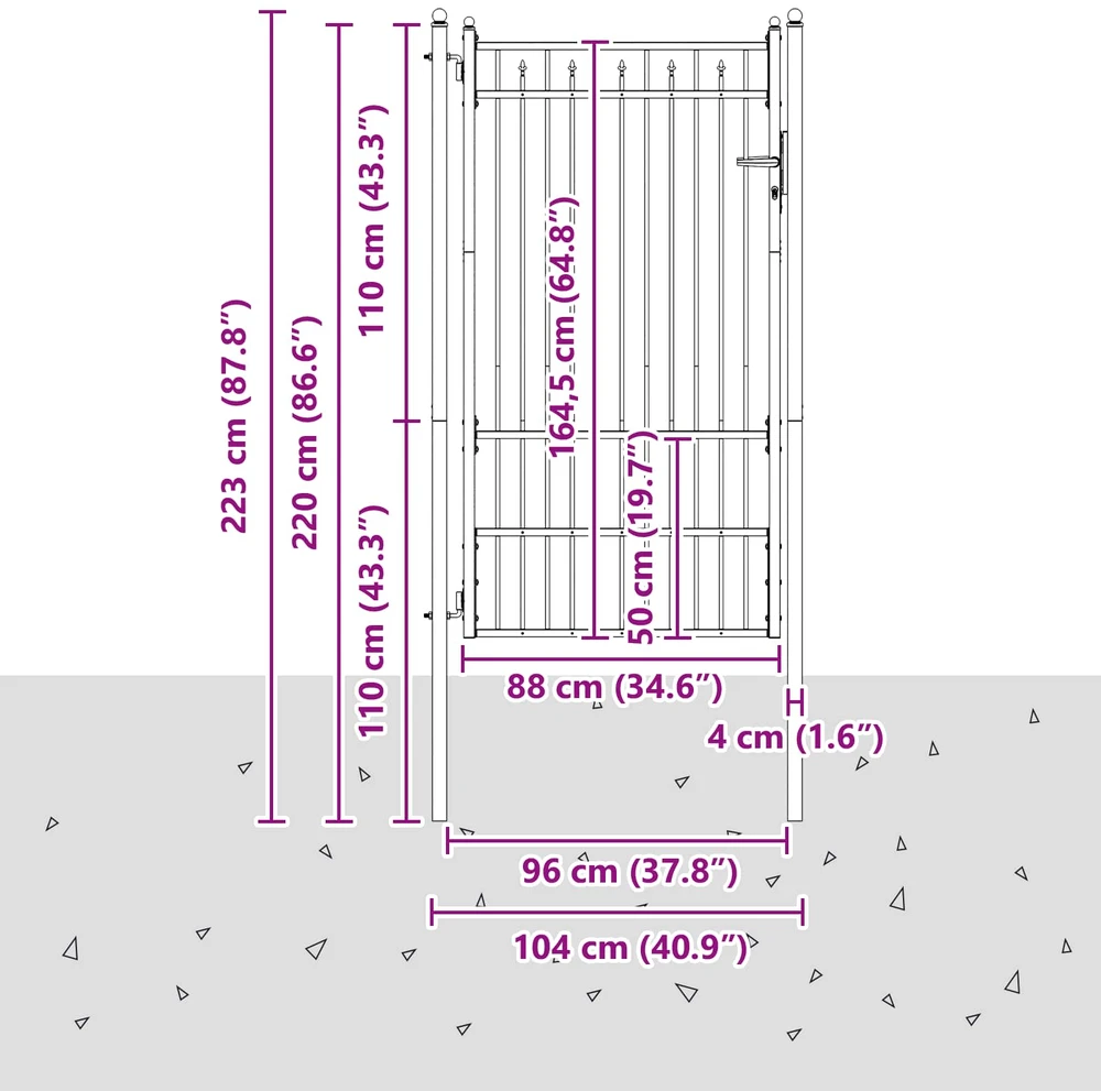 Tvora vartai BAARLO 100 x 175 cm Metalas Juoda Užrakintas