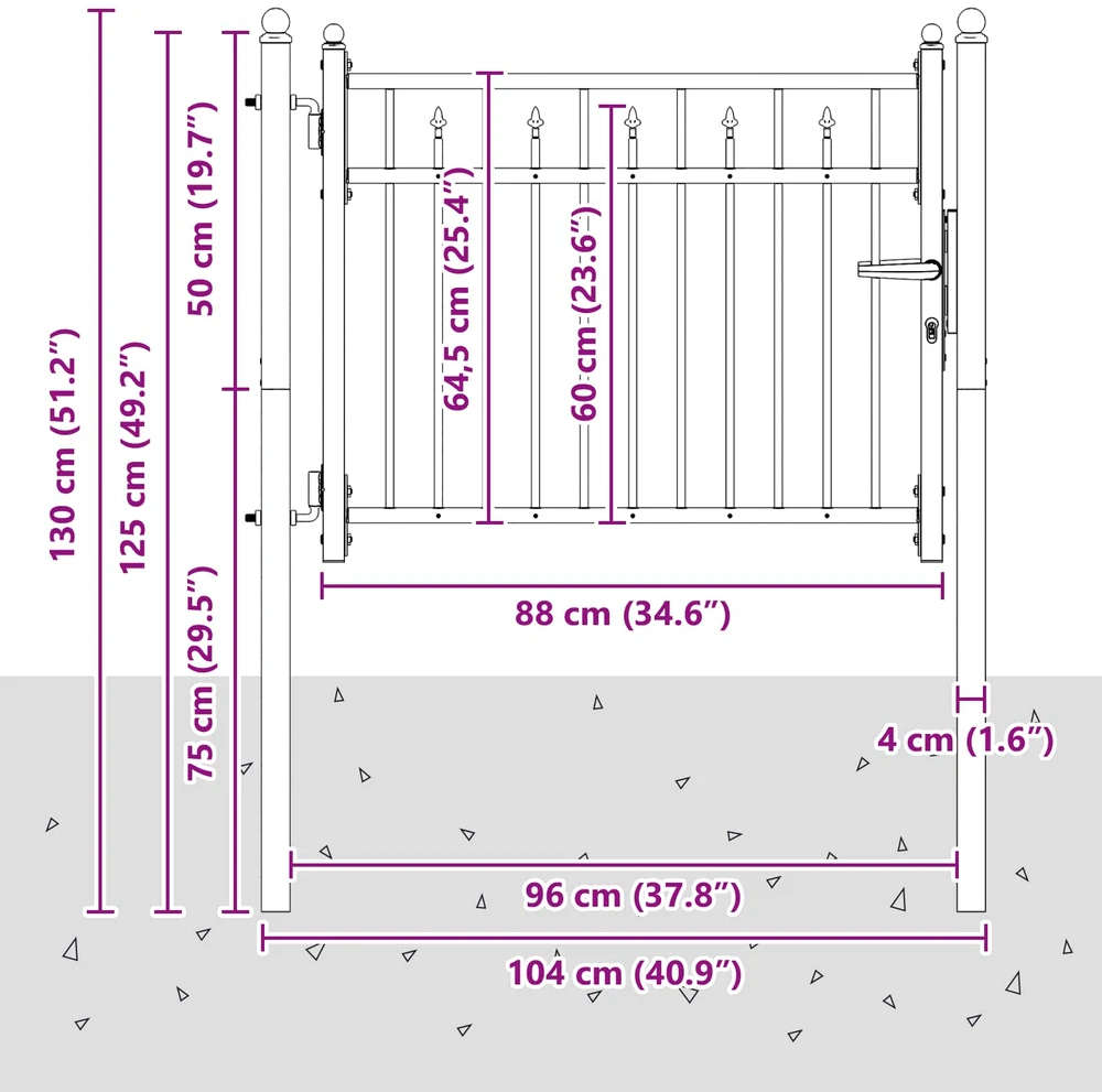 Tvora vartai BAARLO 100 x 75 cm Metalas Juoda Užrakintas