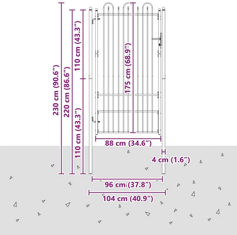 Tvora vartai DRONTEN 100 x 175 cm Plienas Juoda Užrakintas