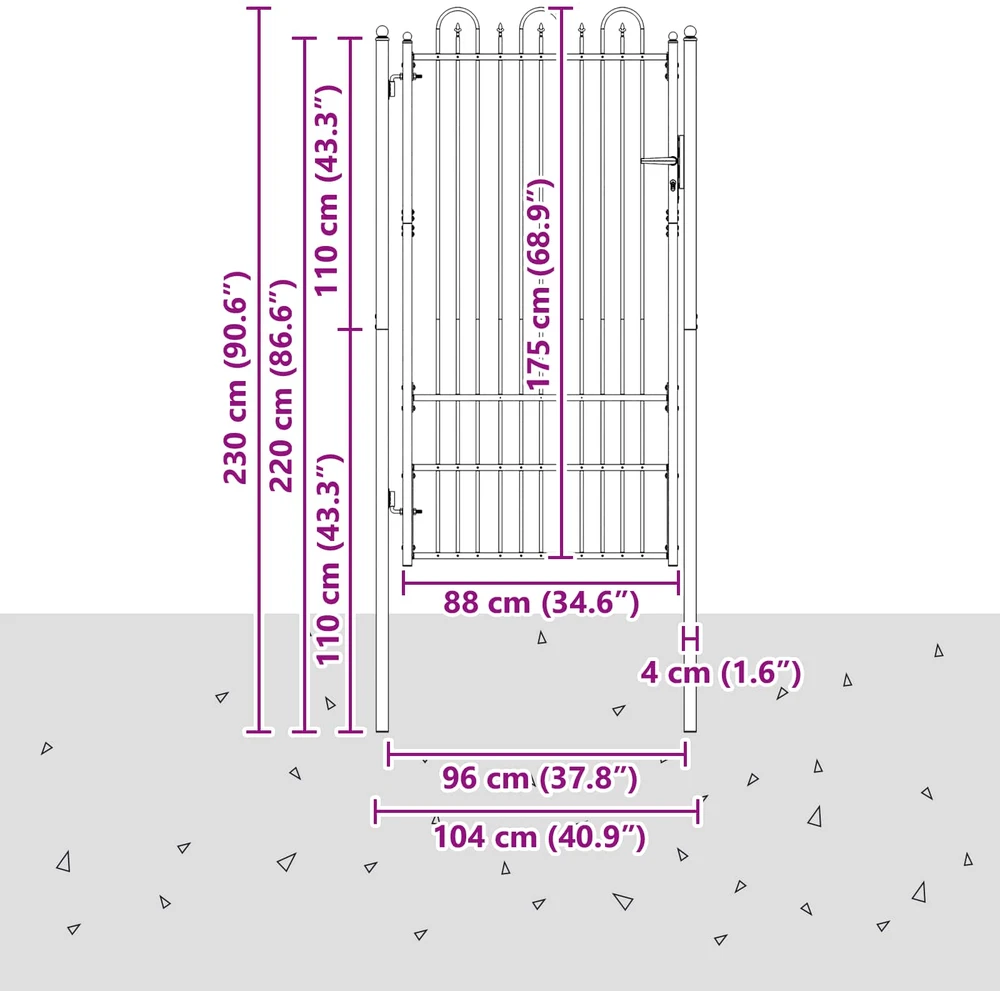 Tvora vartai DRONTEN 100 x 175 cm Plienas Juoda Užrakintas