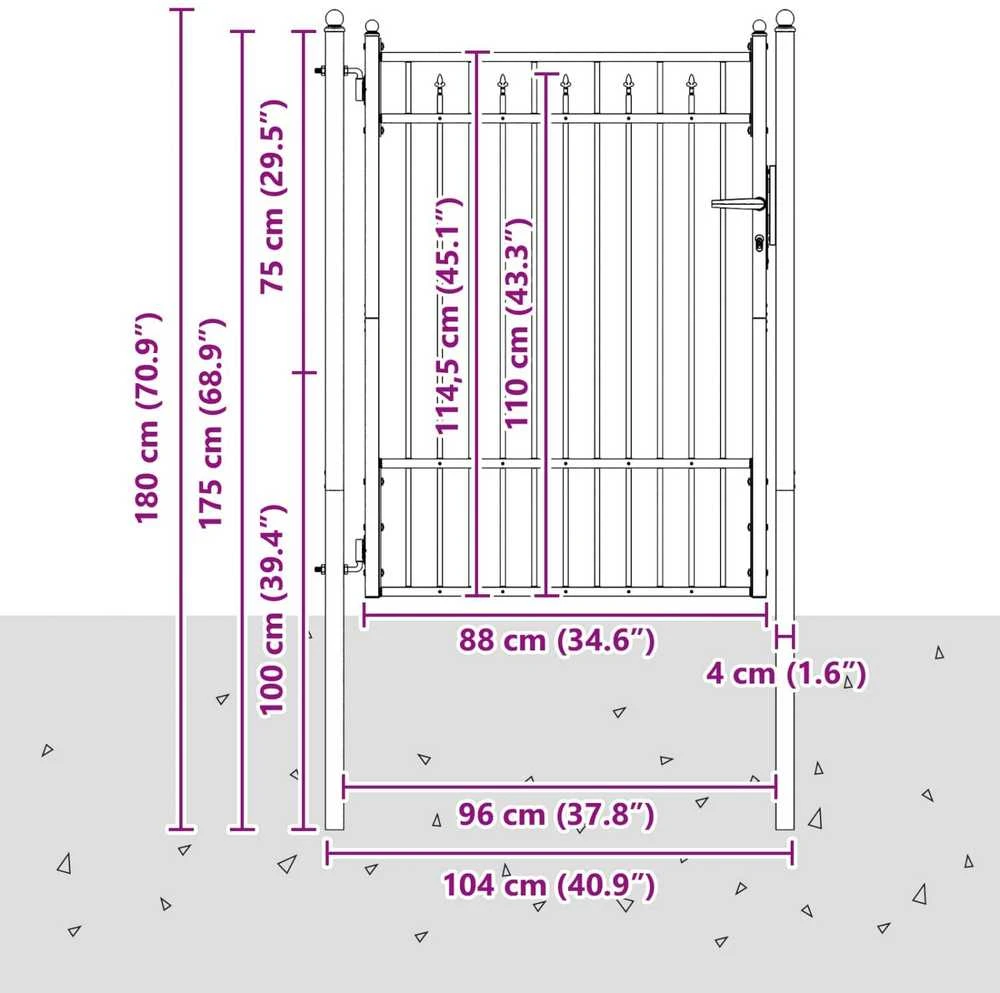Tvora vartai BAARLO 100 x 125 cm Metalas Juoda Užrakintas